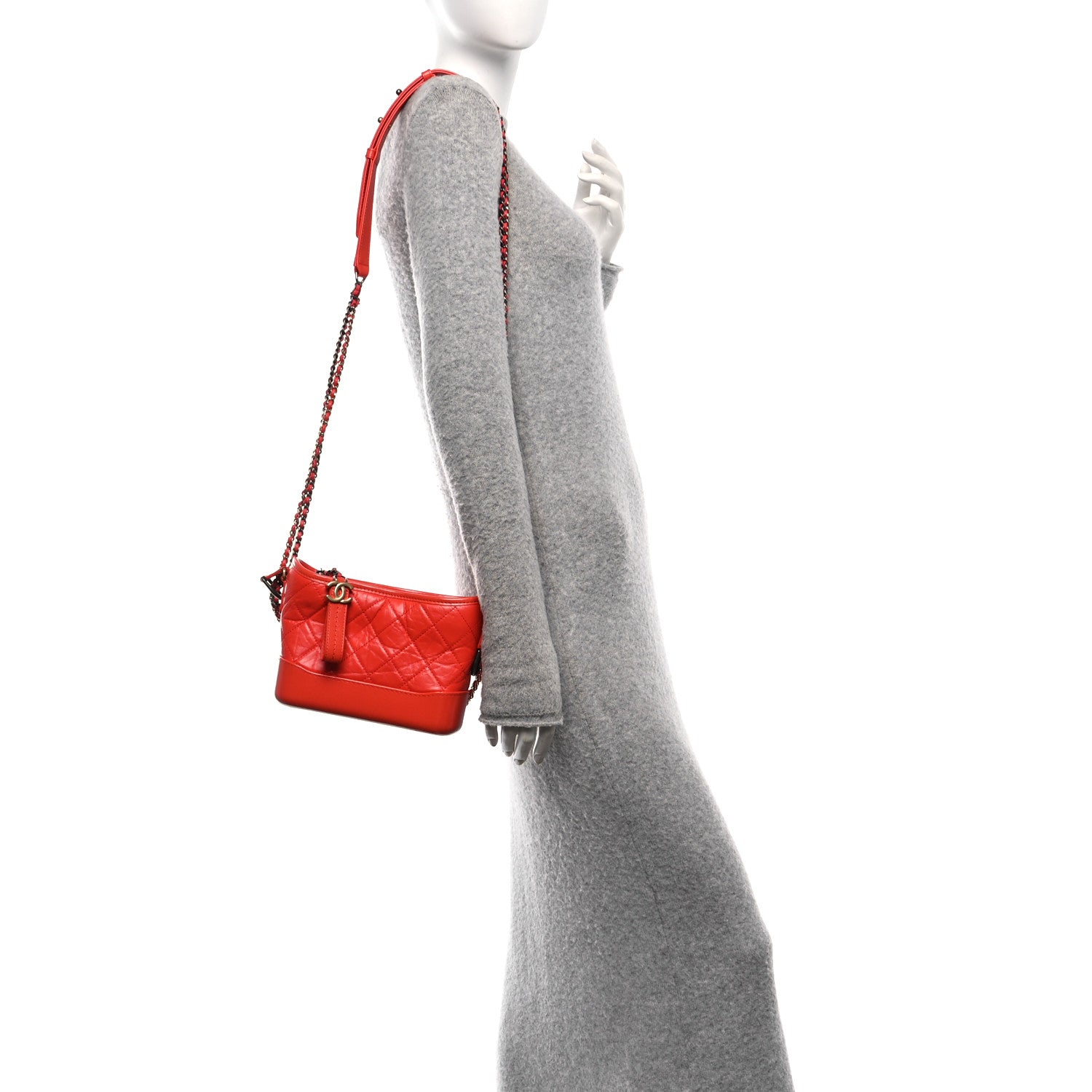 Aged Calfskin Quilted Small Gabrielle Hobo Coral