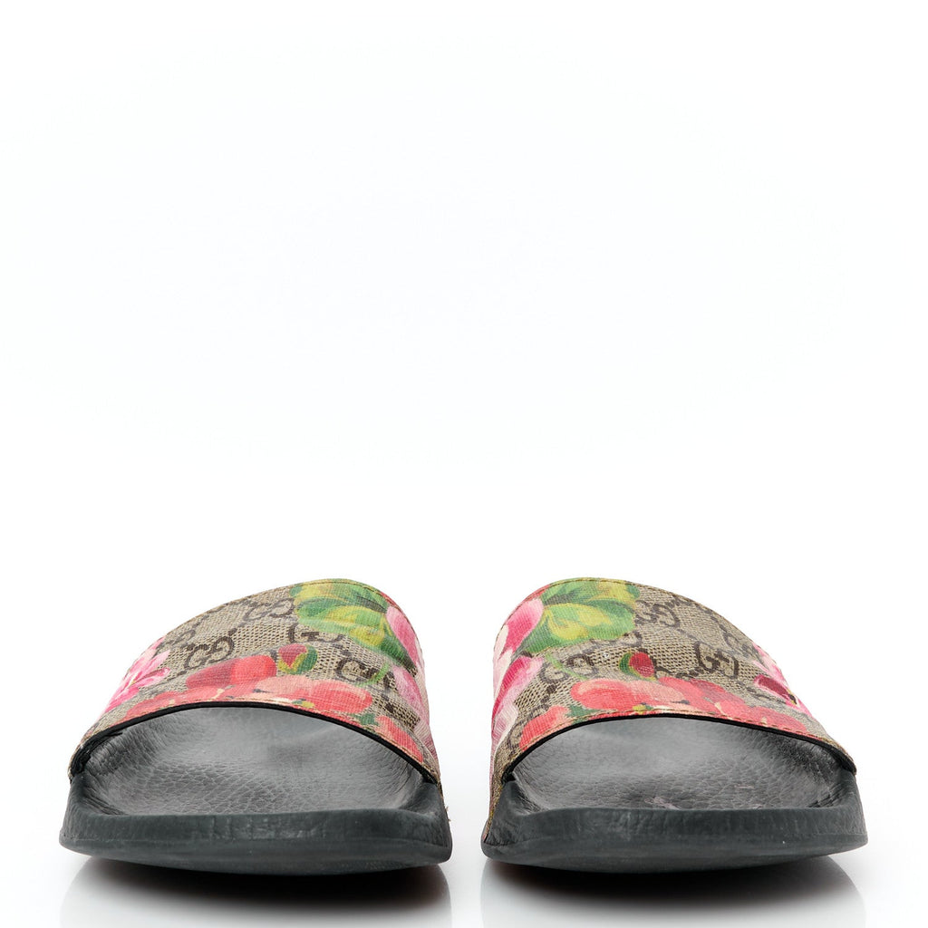 GG Supreme Monogram Blooms Slide Sandals 36 Beige Multicolor