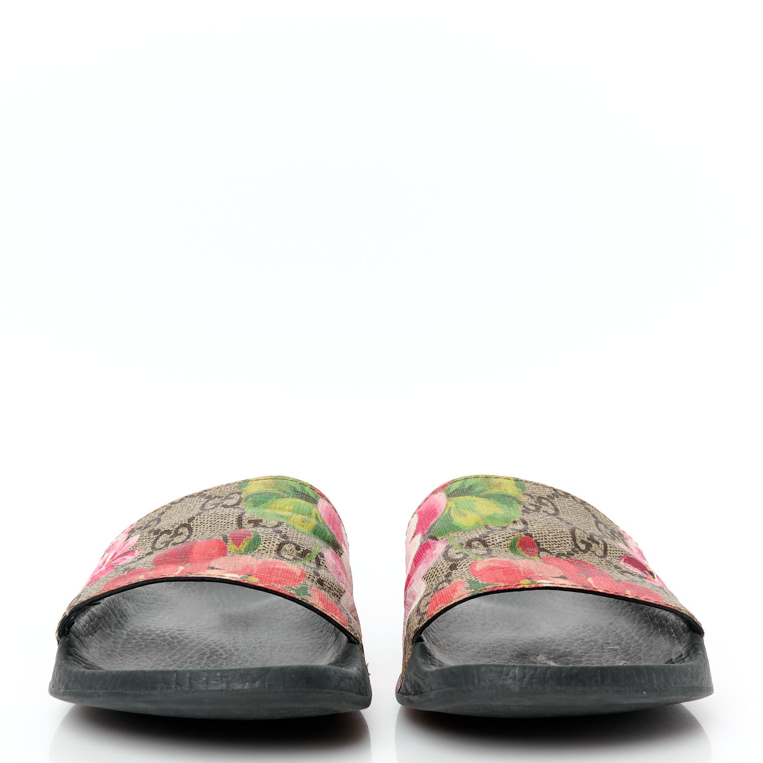 GG Supreme Monogram Blooms Slide Sandals 36 Beige Multicolor