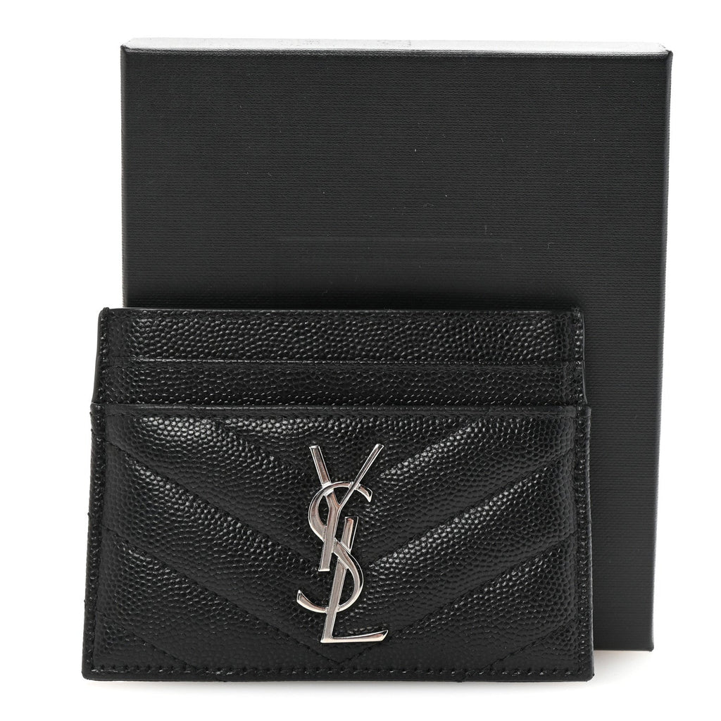 Grain De Poudre Matelasse Chevron Monogram Credit Card Case Black