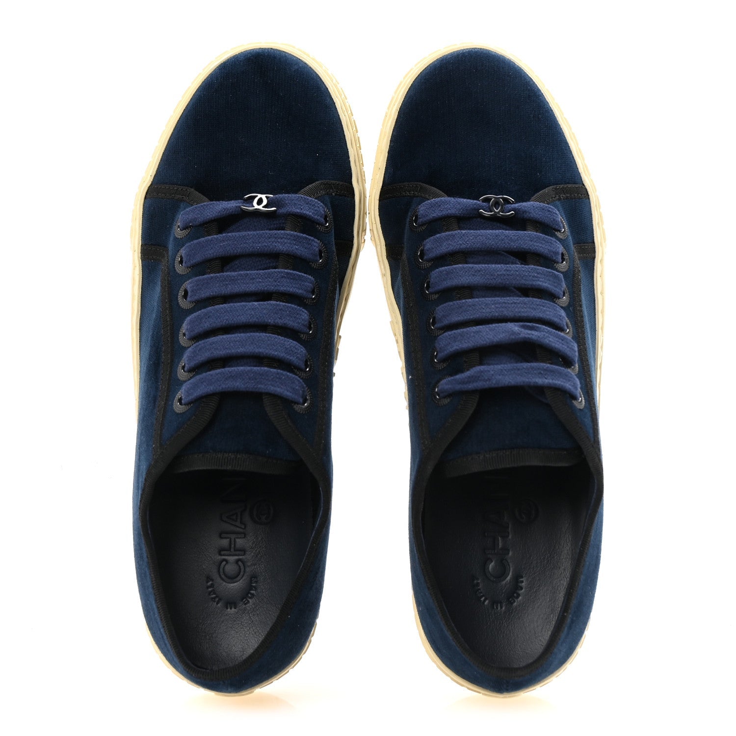 Crepe Suede Lace Up Sneakers 35.5 Navy