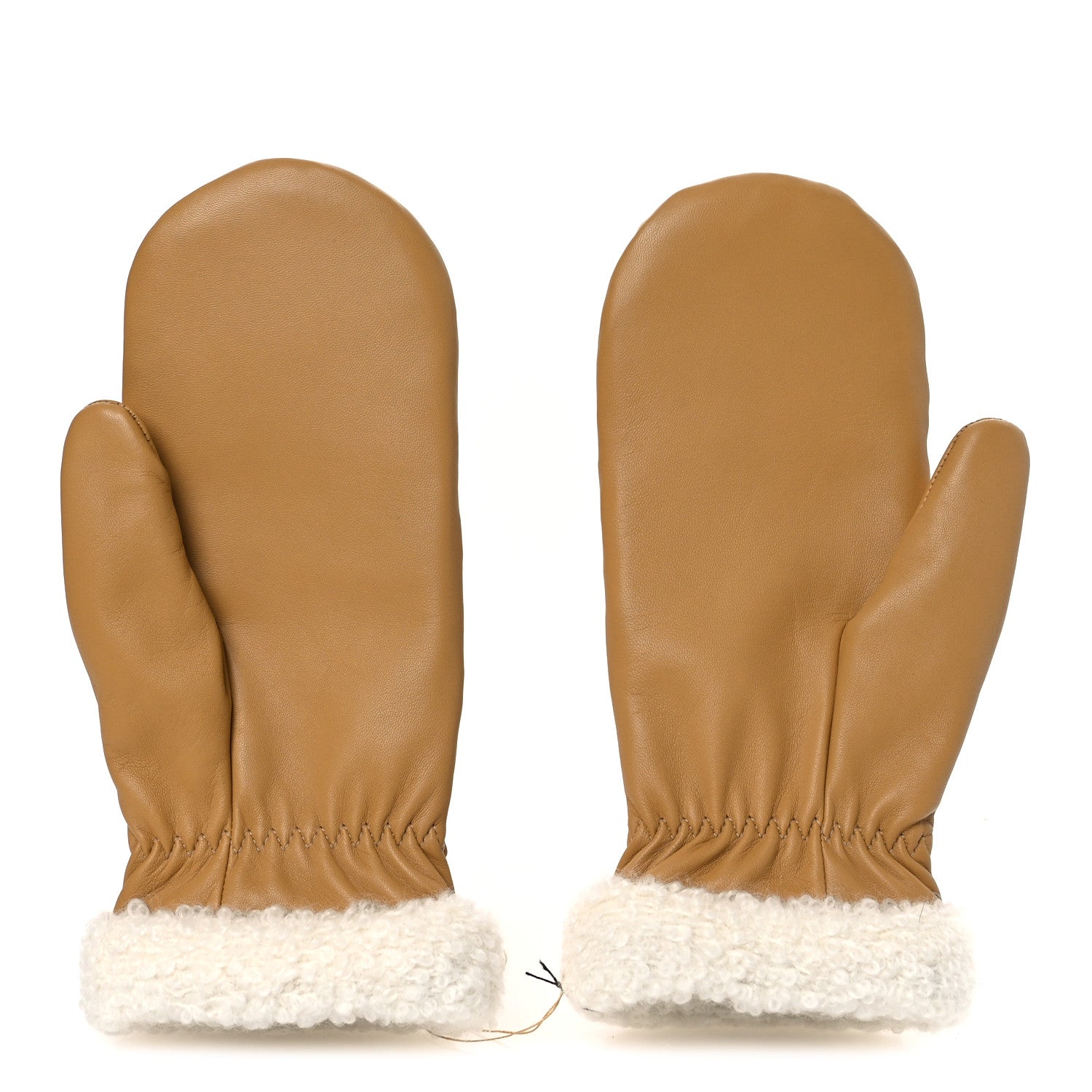 Lambskin Nylon Quilted CC Mittens S Beige