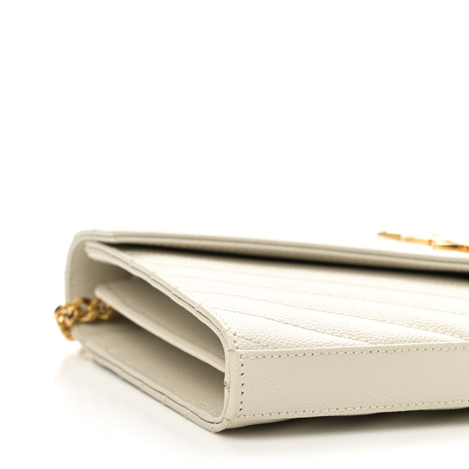 Grain De Poudre Matelasse Chevron Monogram Chain Wallet Crema Soft