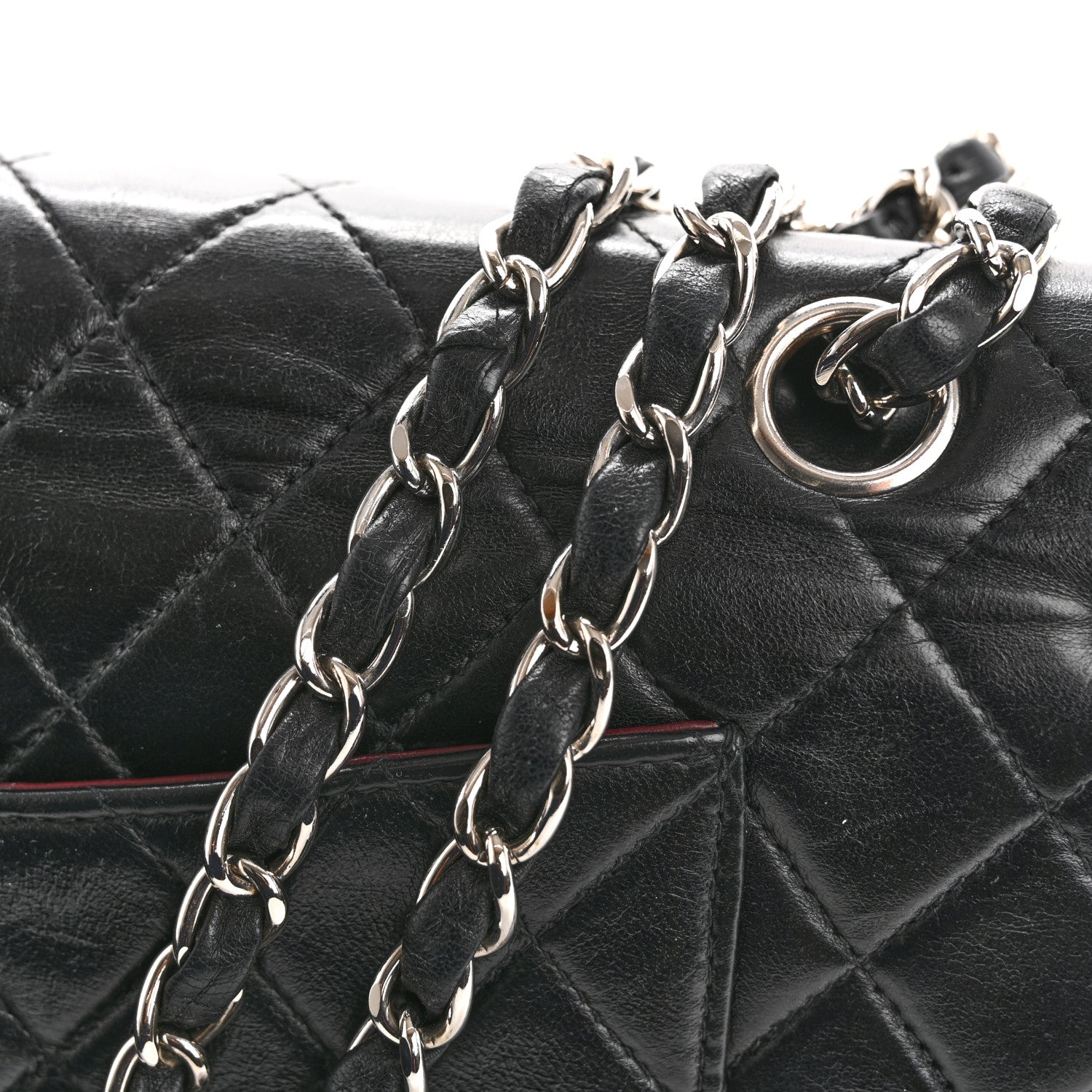 Lambskin Quilted Medium Double Flap Black
