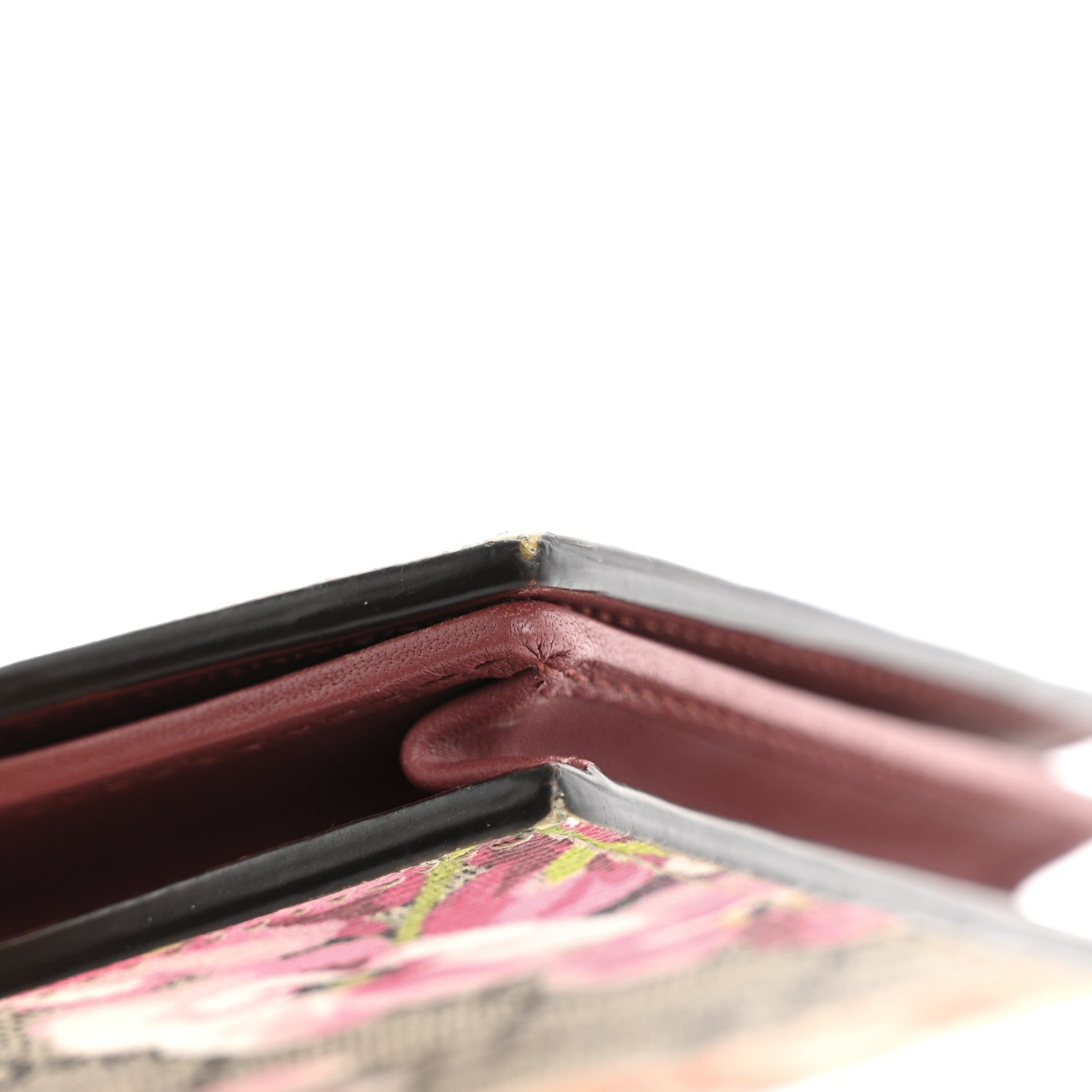 GG Supreme Monogram Blooms Card Case Wallet Beige Multicolor Dry Rose