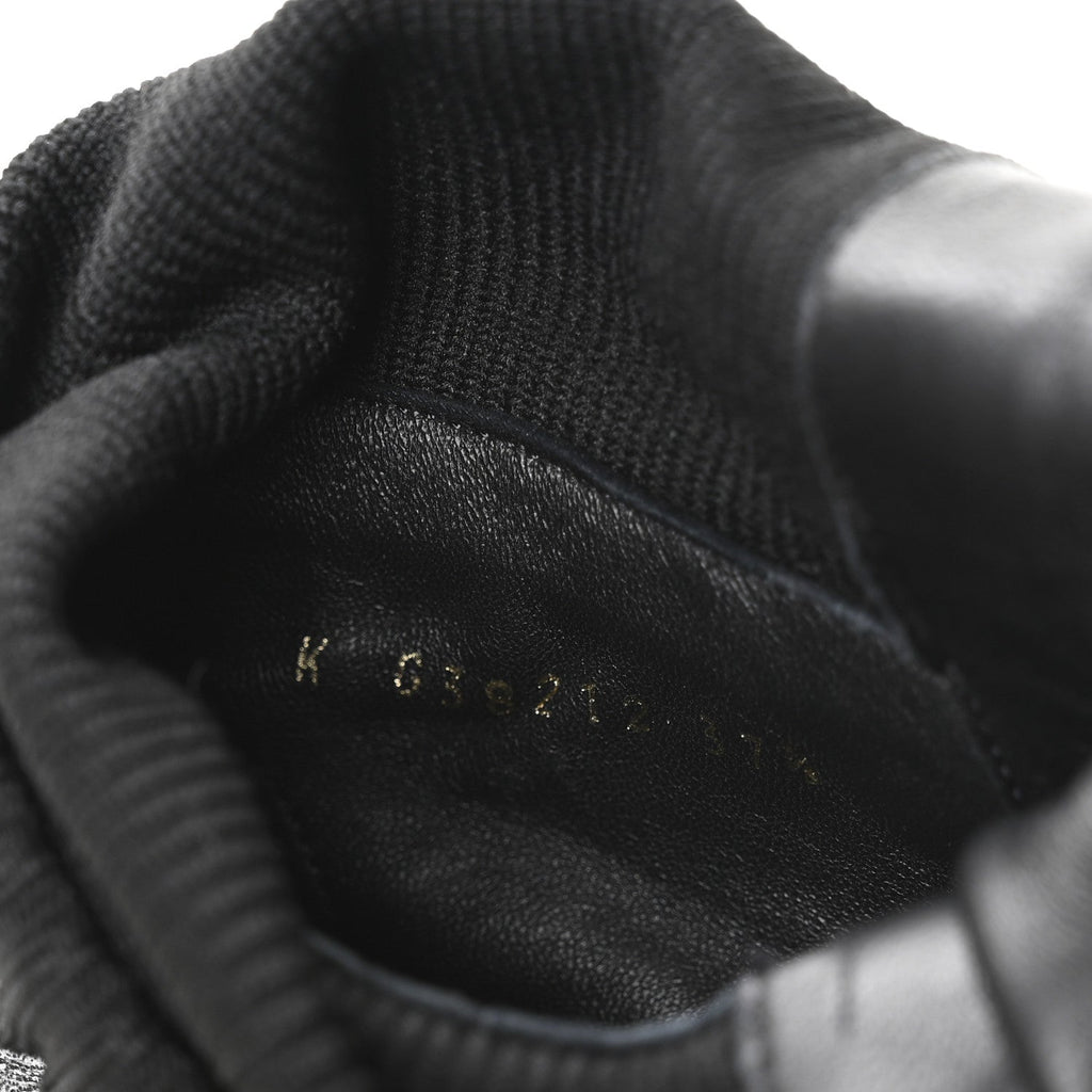 Calfskin Knit Lace Up Combat Boots 37.5 Black