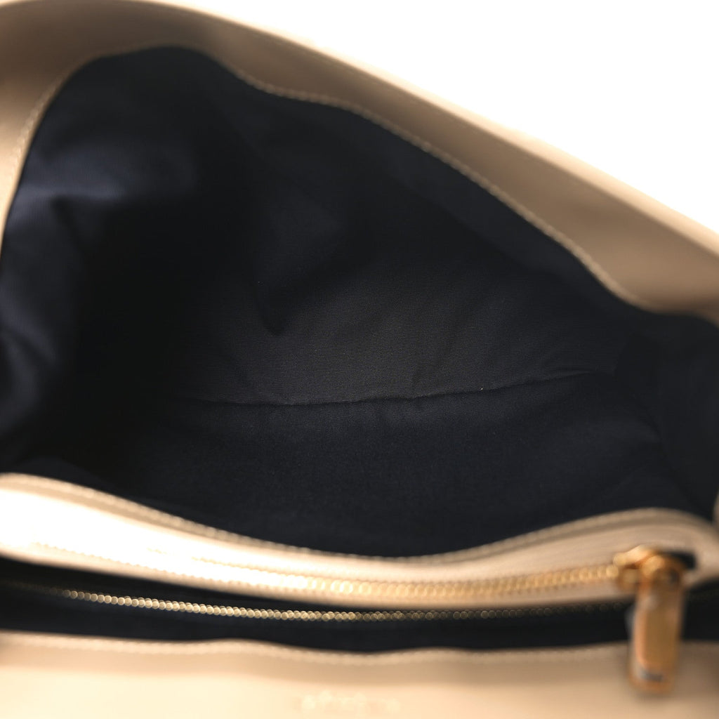 Calfskin Y Quilted Monogram Medium Loulou Chain Satchel Natural Tan