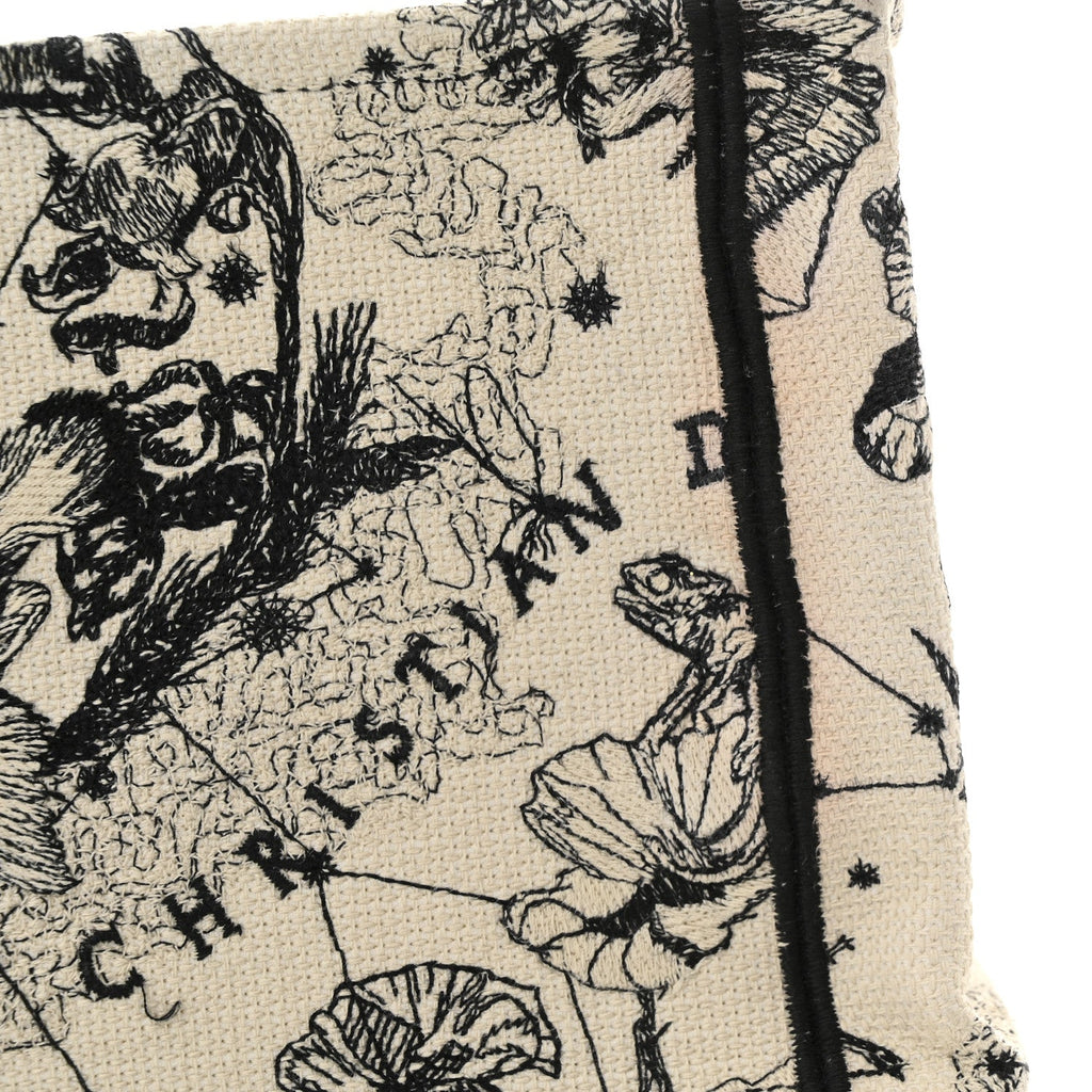 Canvas Zodiac Toile De Jouy Embroidered Medium Book Tote Latte