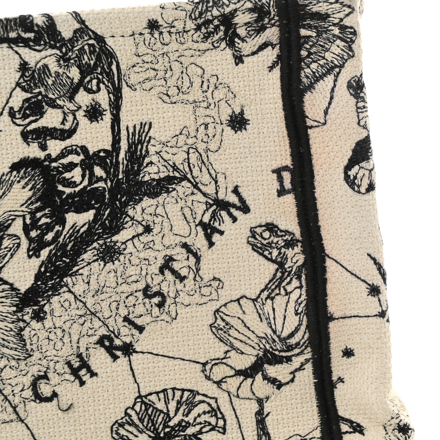 Canvas Zodiac Toile De Jouy Embroidered Medium Book Tote Latte