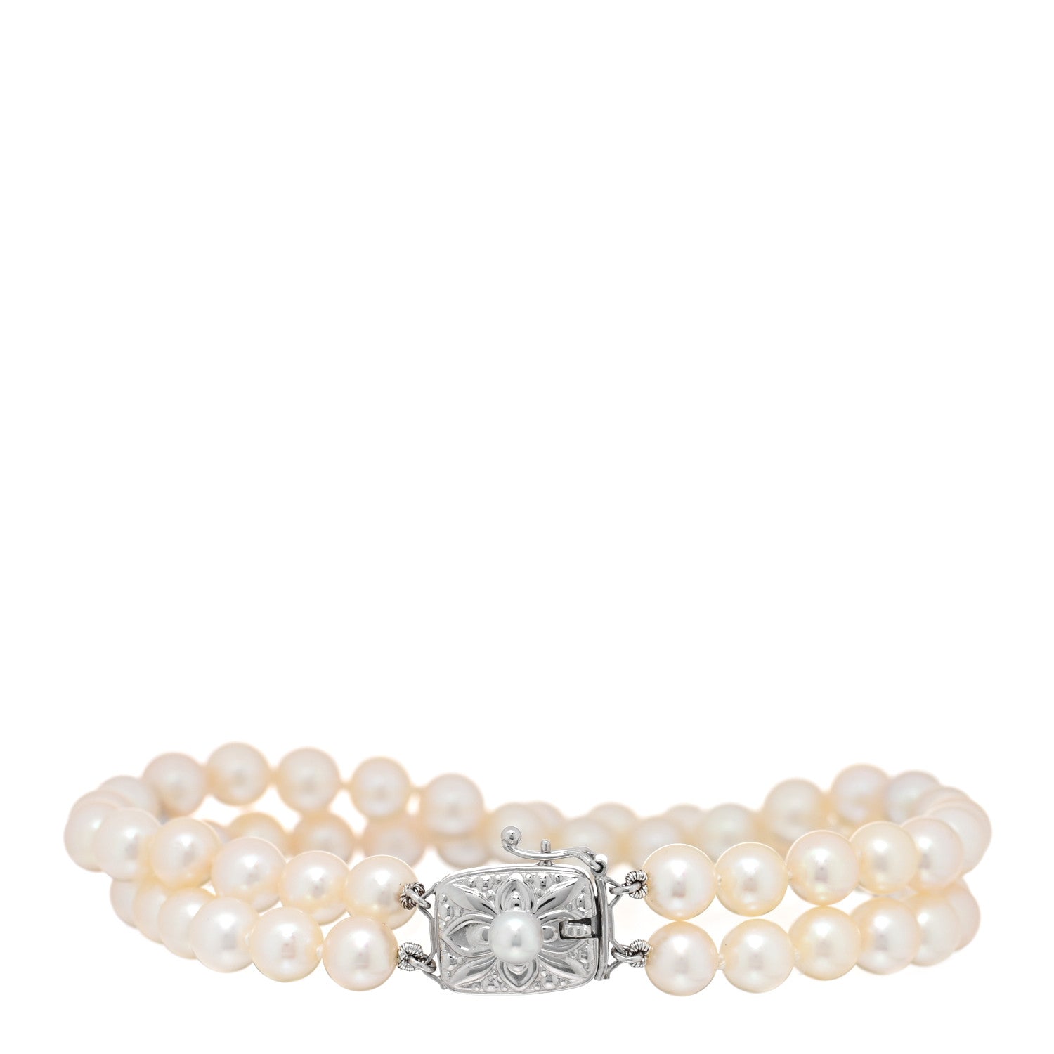 18K White Gold Akoya Pearl 5.5-6mm Double Strand Bracelet