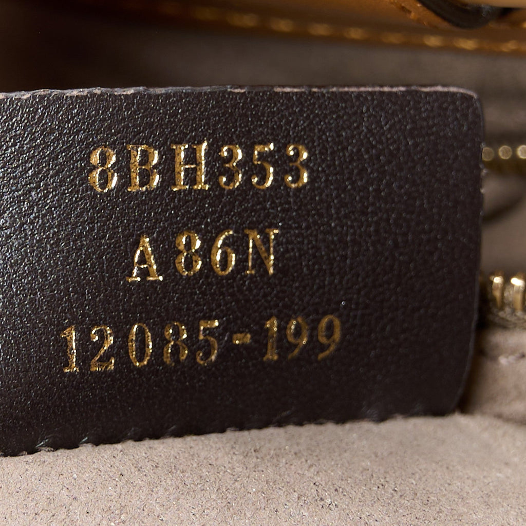 Glazed Fabric Vitello Century Plexiglass FF 1974 Stamp Patch Small Runaway Shopper Tote Mogano Panna Nocciola