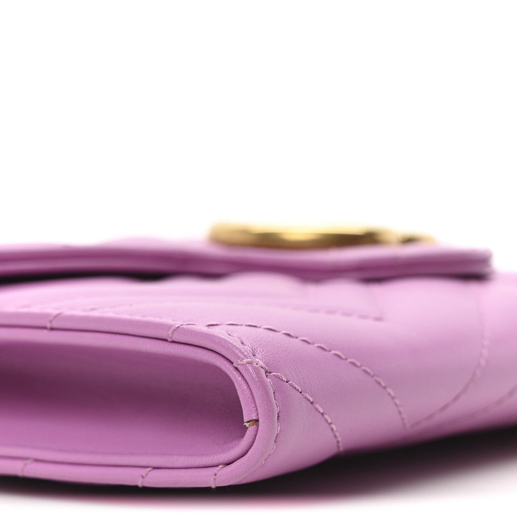 Calfskin Matelasse Mini GG Marmont Chain Wallet Candy Mousse