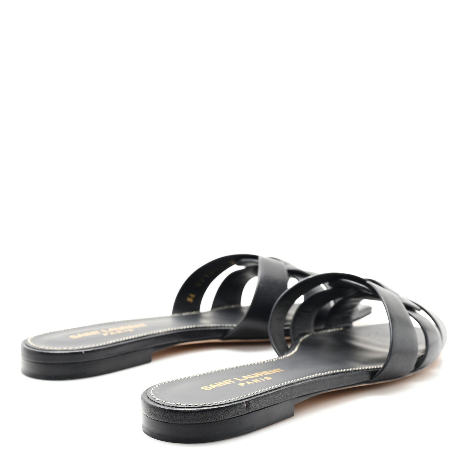Calfskin Tribute 05 Slide Sandals 36.5 Black