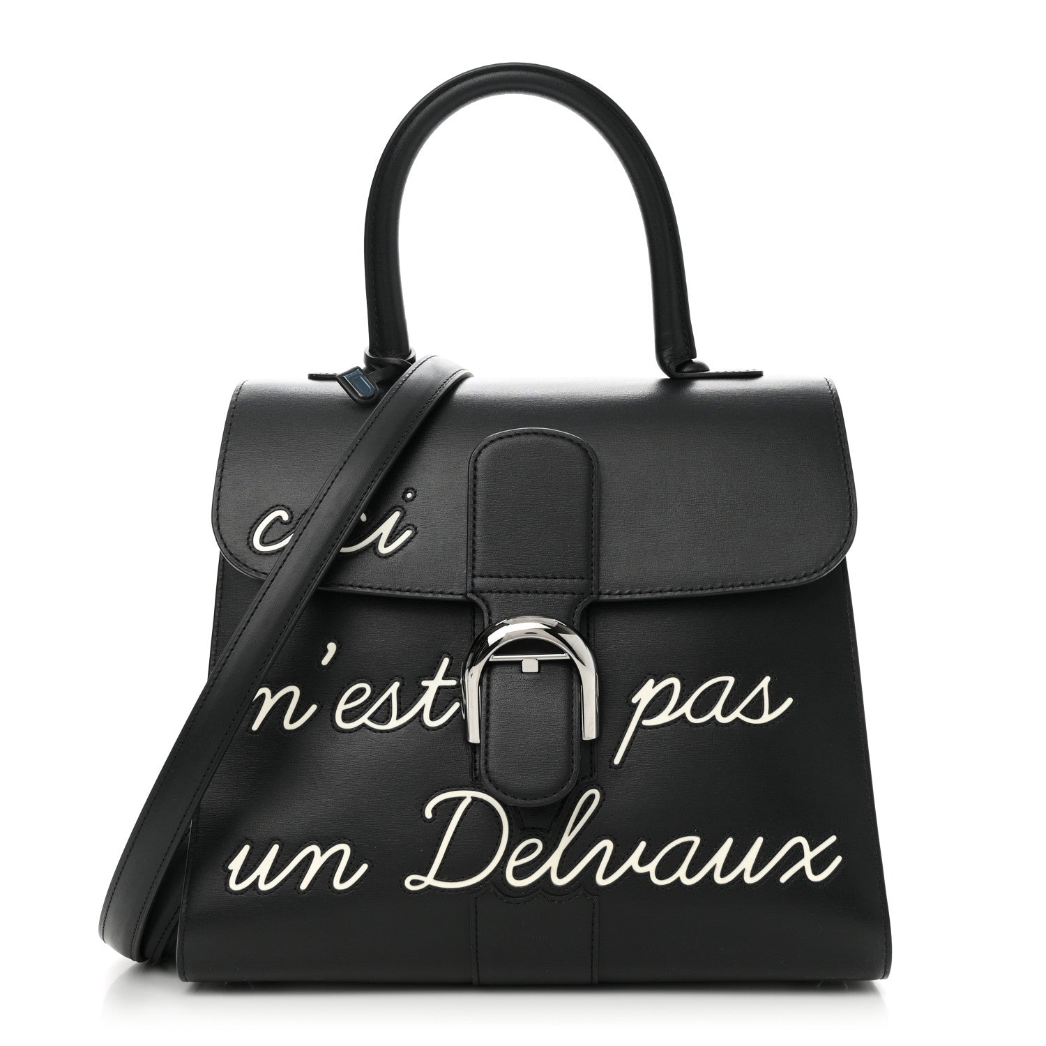 Calfskin MM L'Humour Brillant Satchel Black