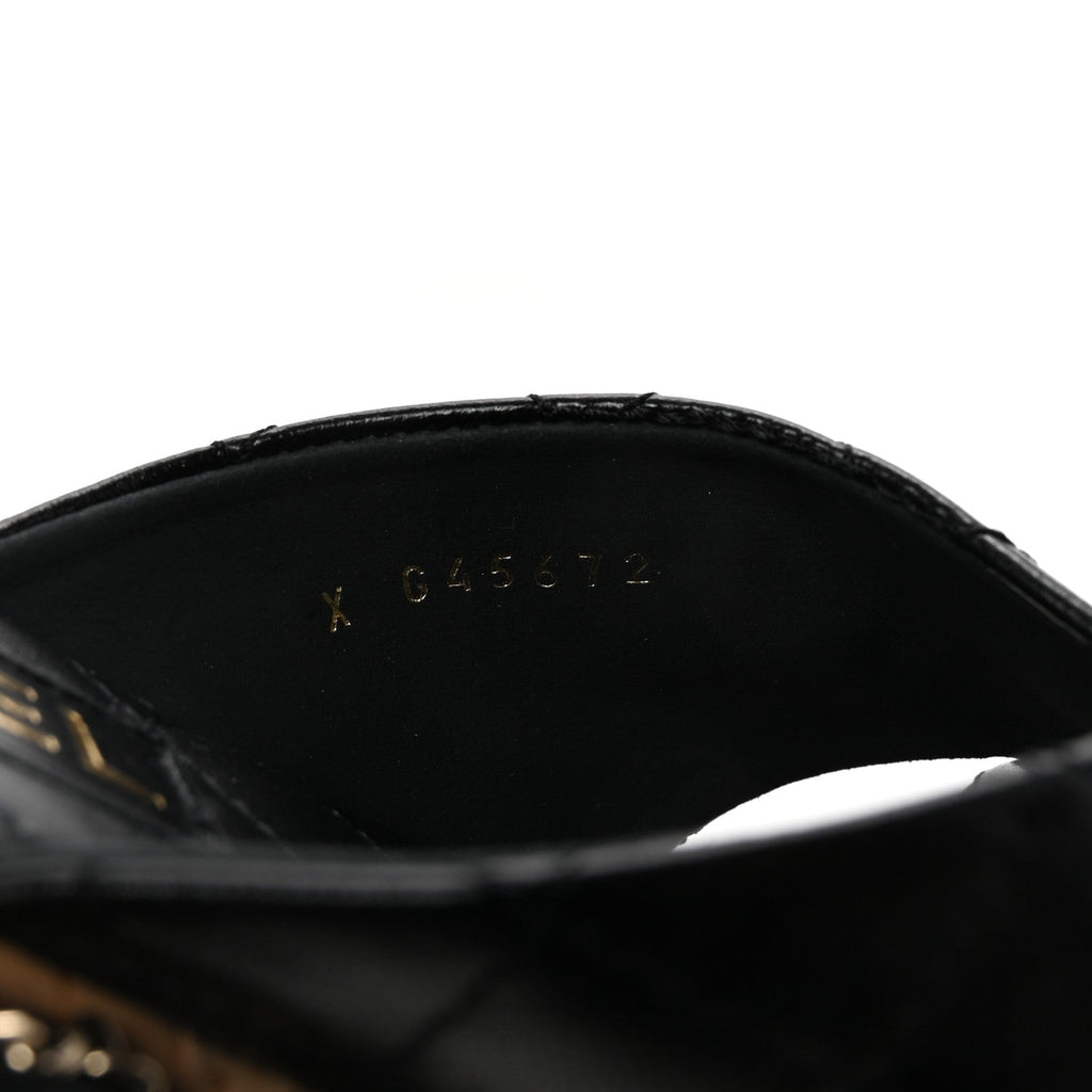 Lambskin Quilted Chain CC Sandals 40 Black