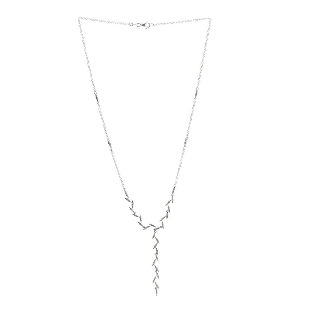 18K White Gold Diamond Y Necklace