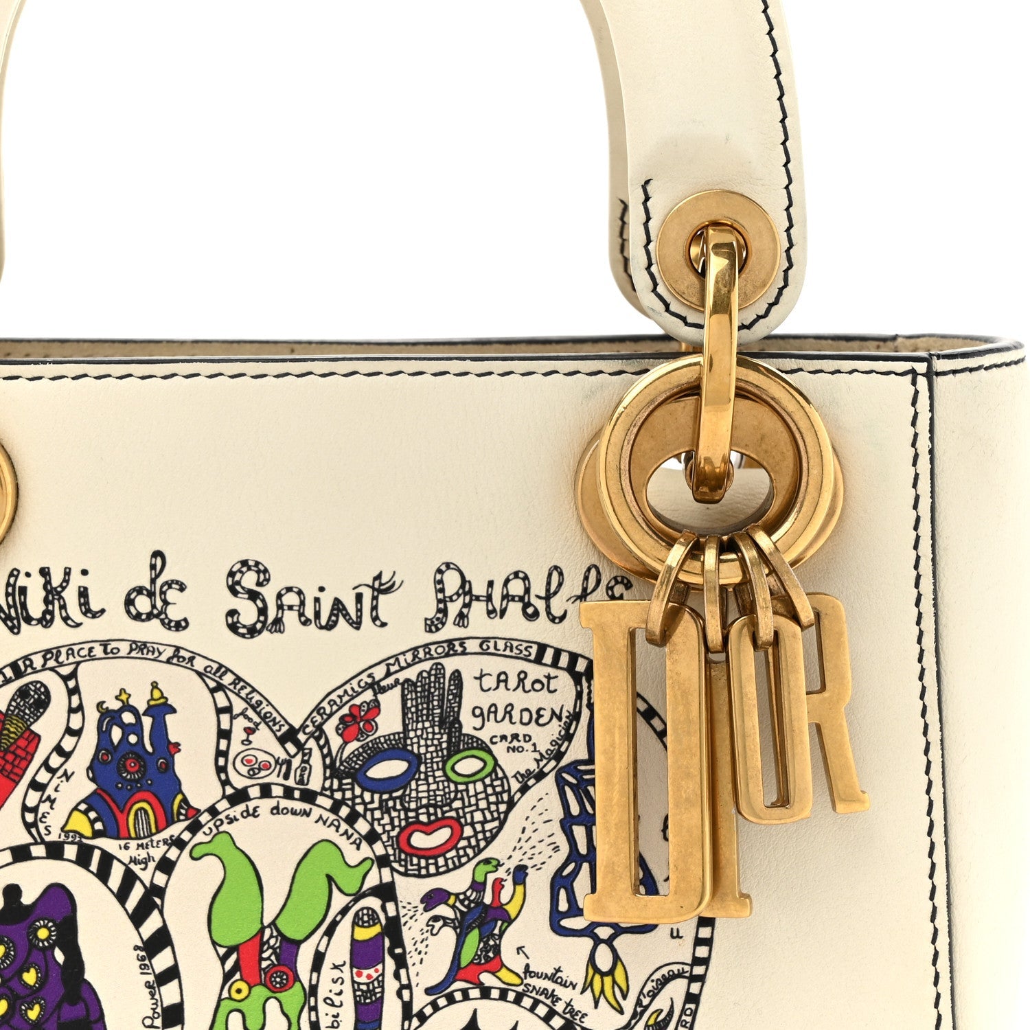 Calfskin Niki De Saint Phalle Heart Mini Supple Lady Dior Off White