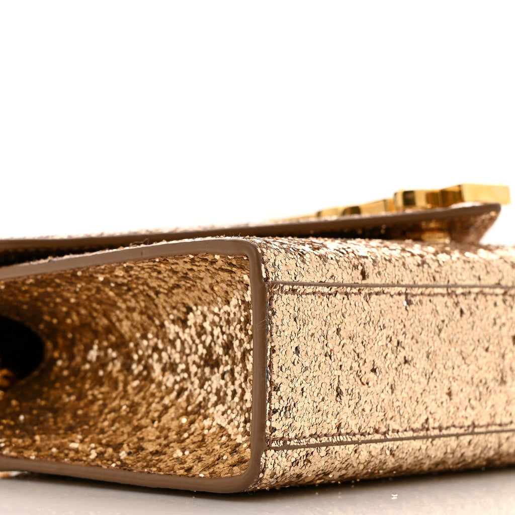 Glitter Monogram Galactica Satchel Gold