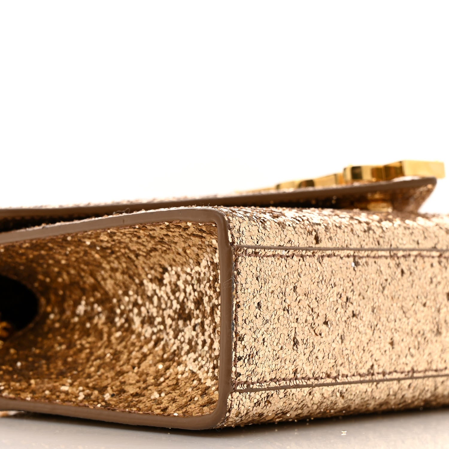 Glitter Monogram Galactica Satchel Gold