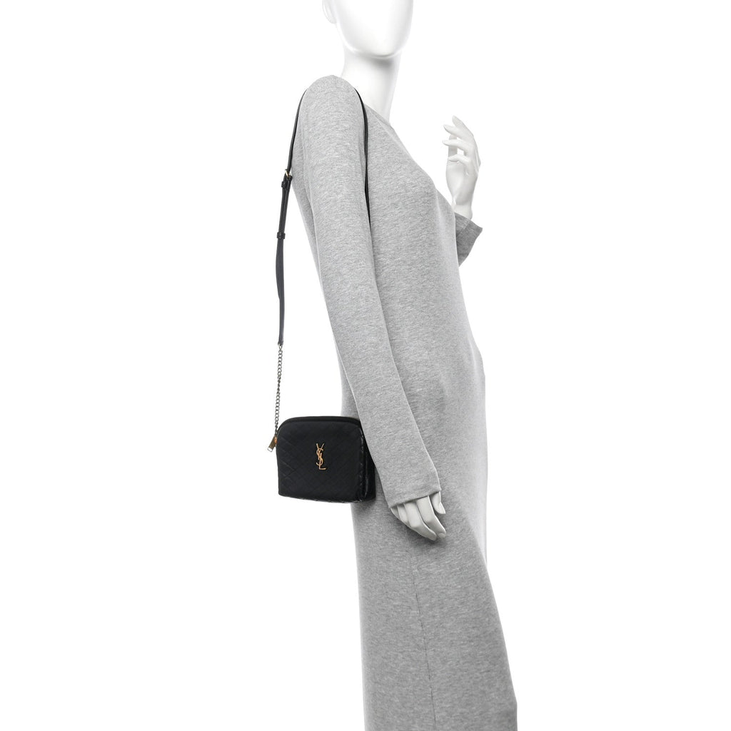 Lambskin Quilted Gaby Zipped Pouch Black