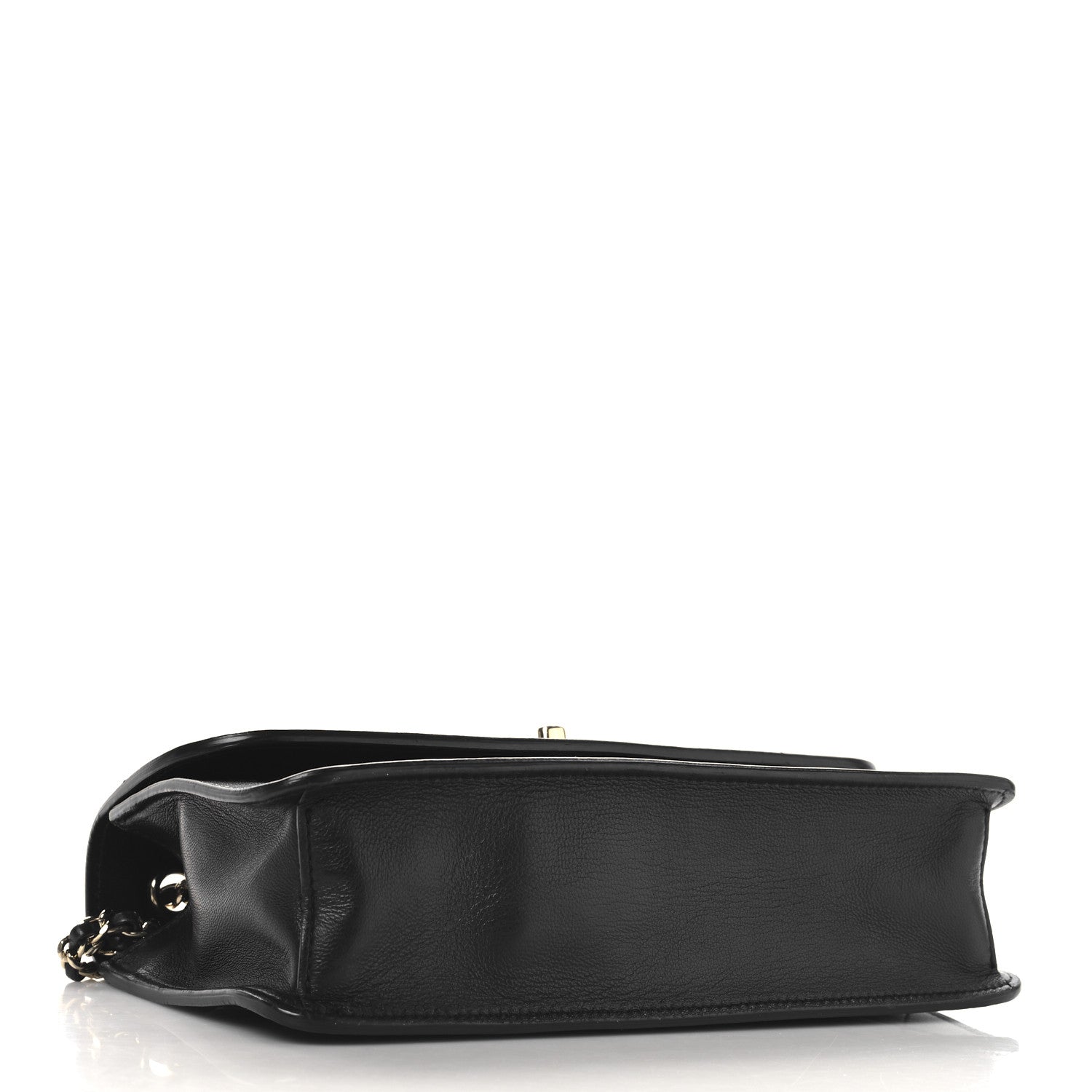 Lambskin Stitched Quilted Flap Black