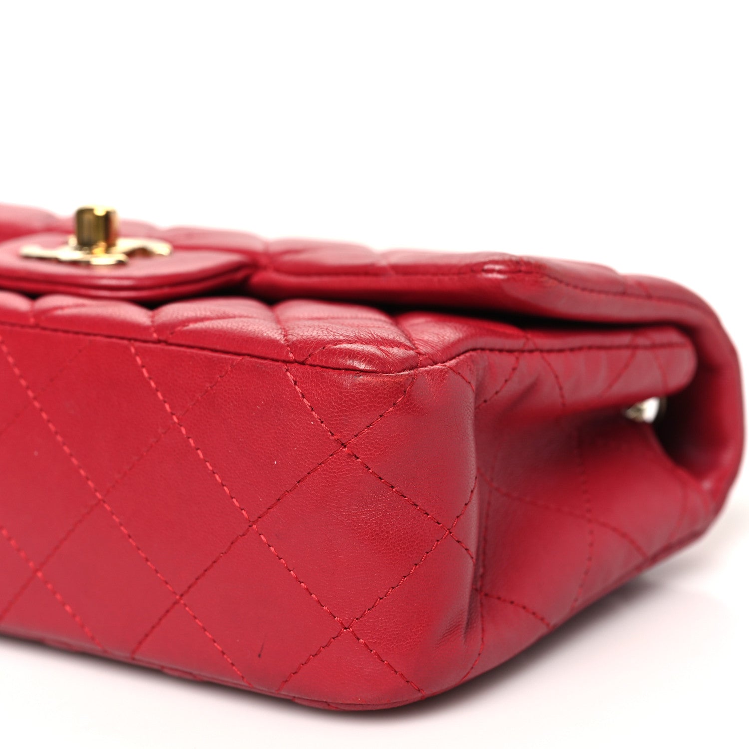Lambskin Quilted Mini Rectangular Flap Dark Pink