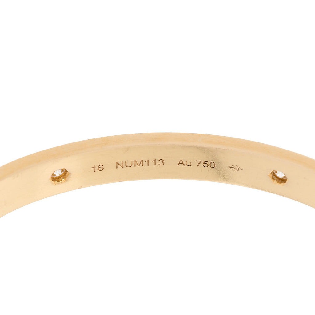 18K Yellow Gold 4 Diamond LOVE Bracelet 16