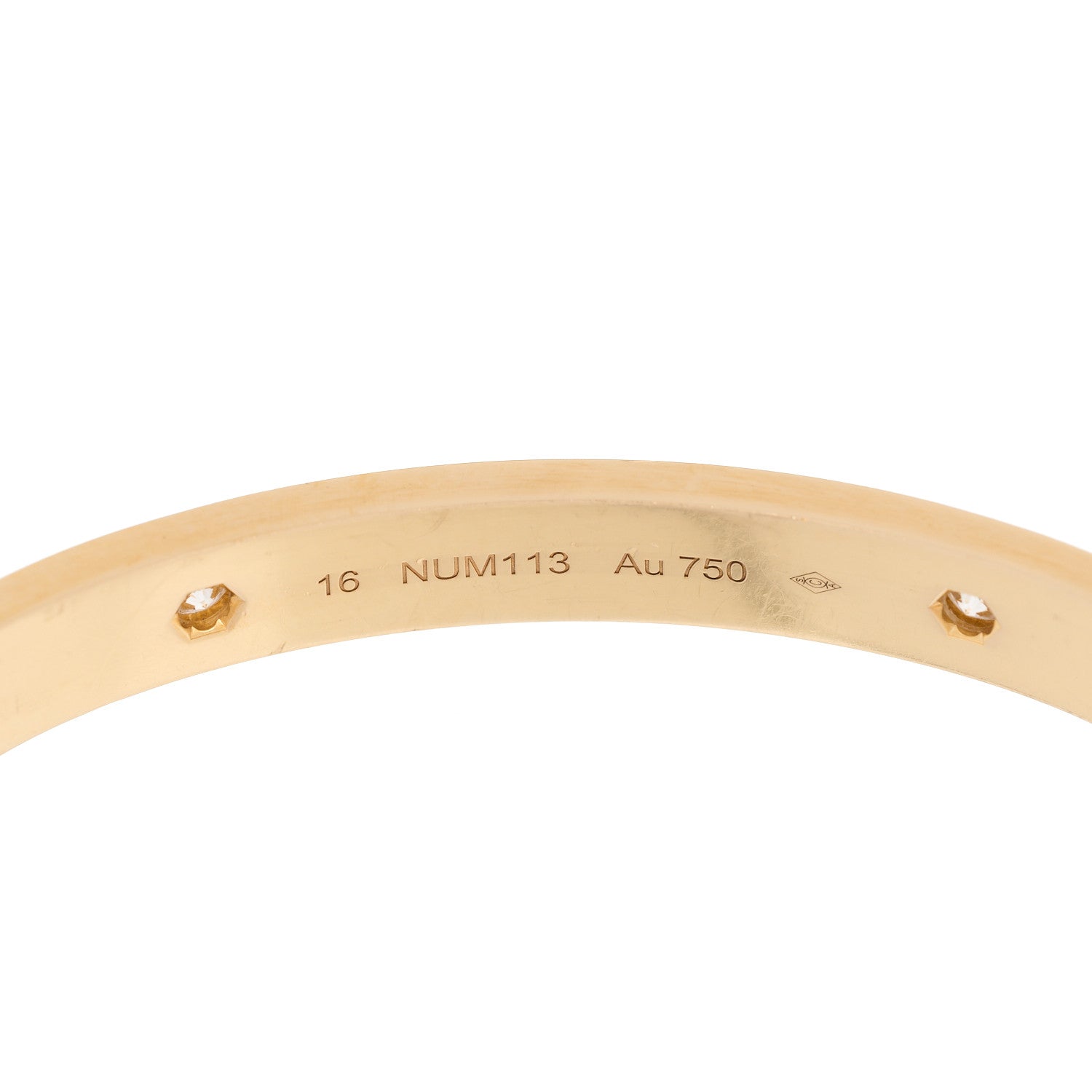 18K Yellow Gold 4 Diamond LOVE Bracelet 16