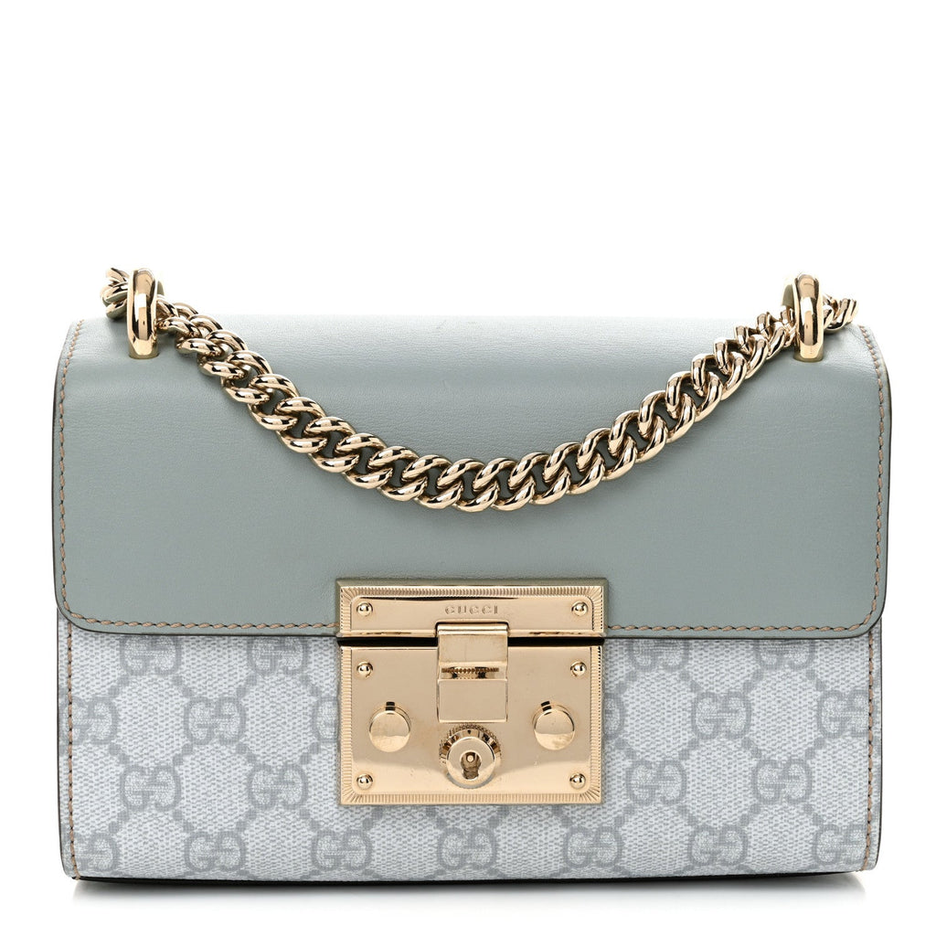 GG Supreme Monogram Calfskin Small Padlock Shoulder Bag Light Blue