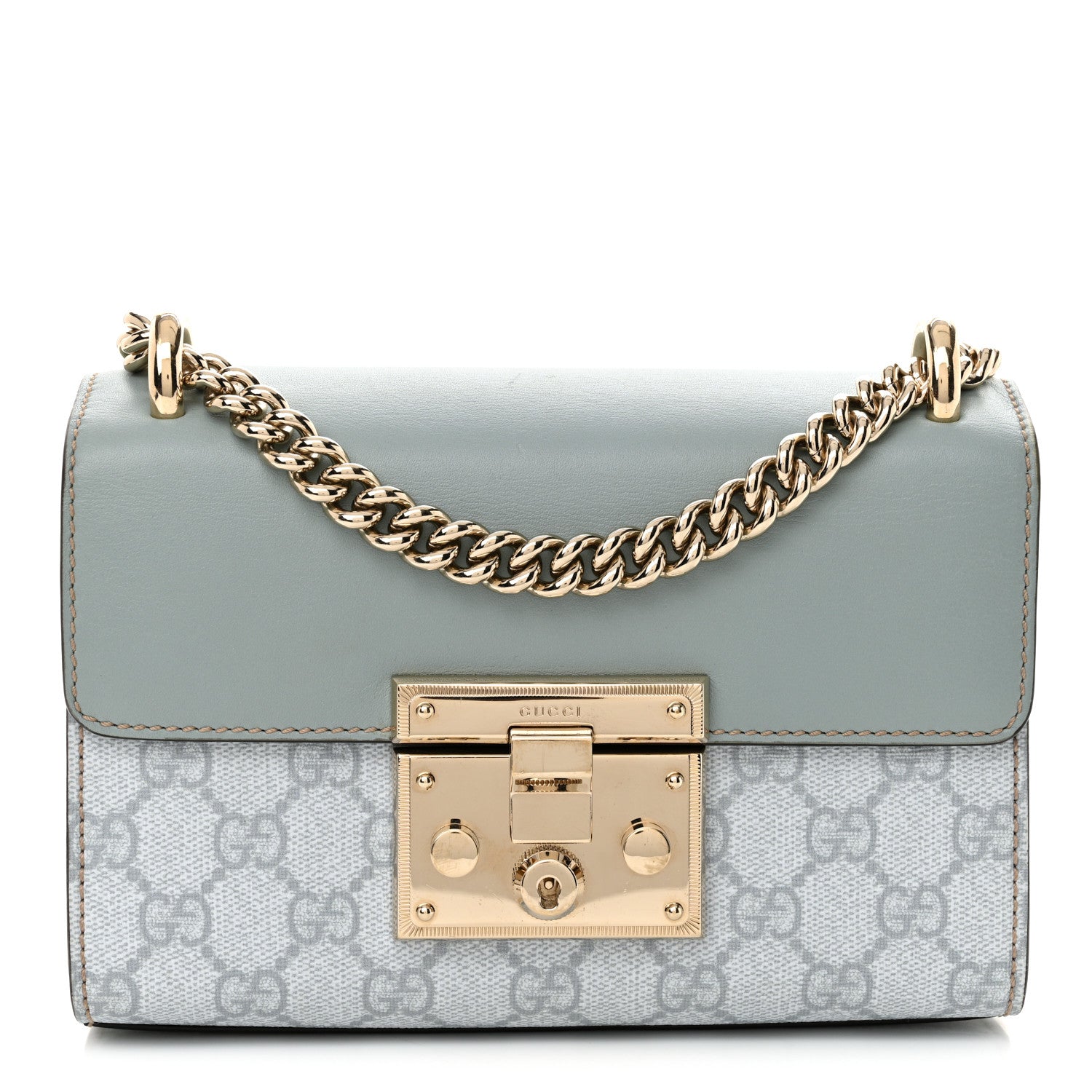 GG Supreme Monogram Calfskin Small Padlock Shoulder Bag Light Blue