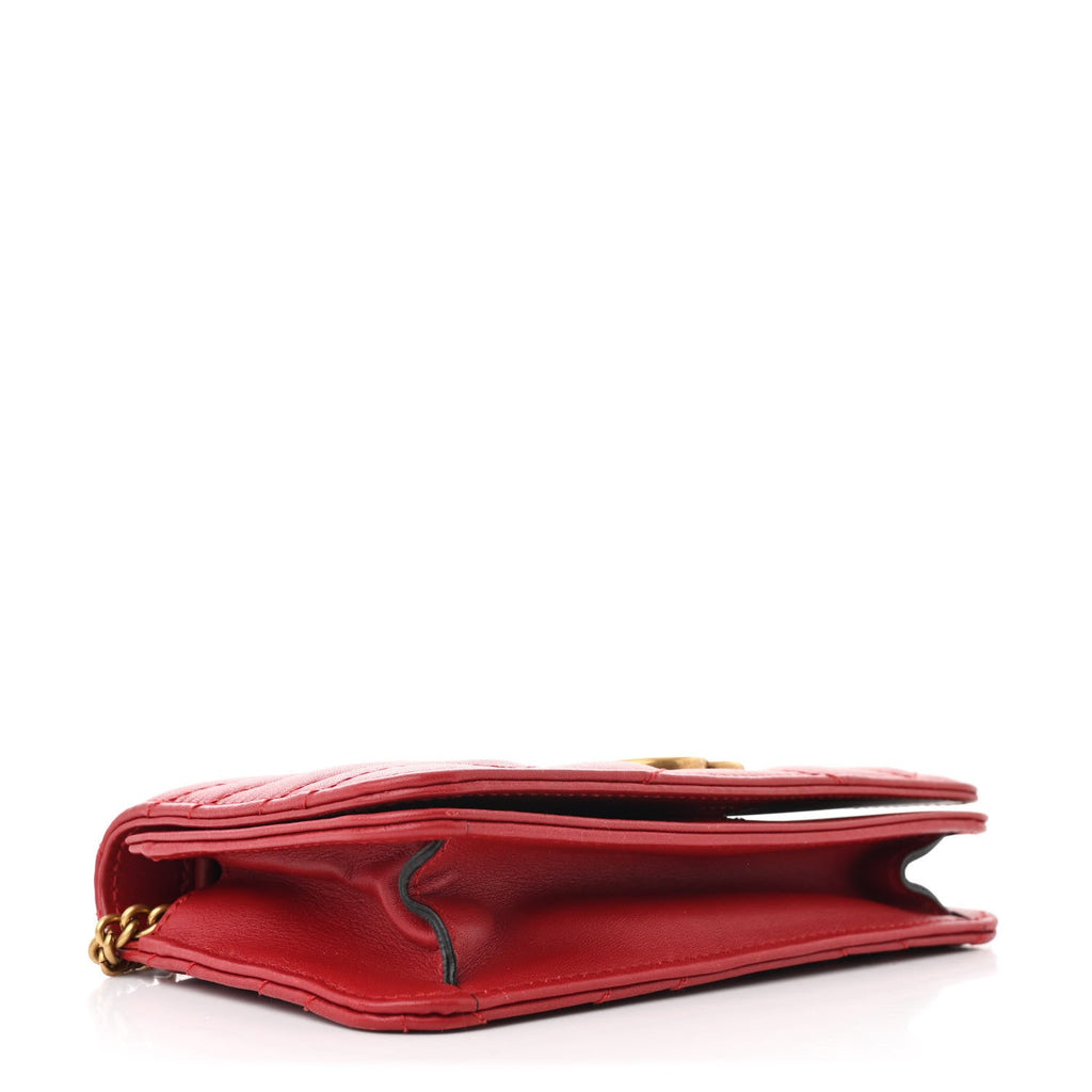Calfskin Matelasse GG Marmont Mini Bag Hibiscus Red