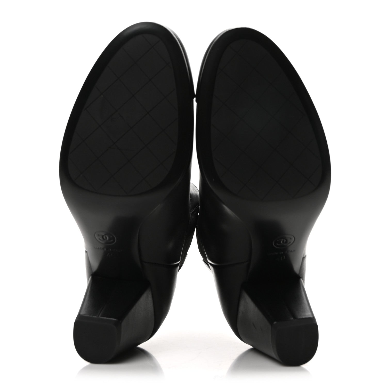 Lambskin Cap Toe CC Short Ankle Boots 40 Black