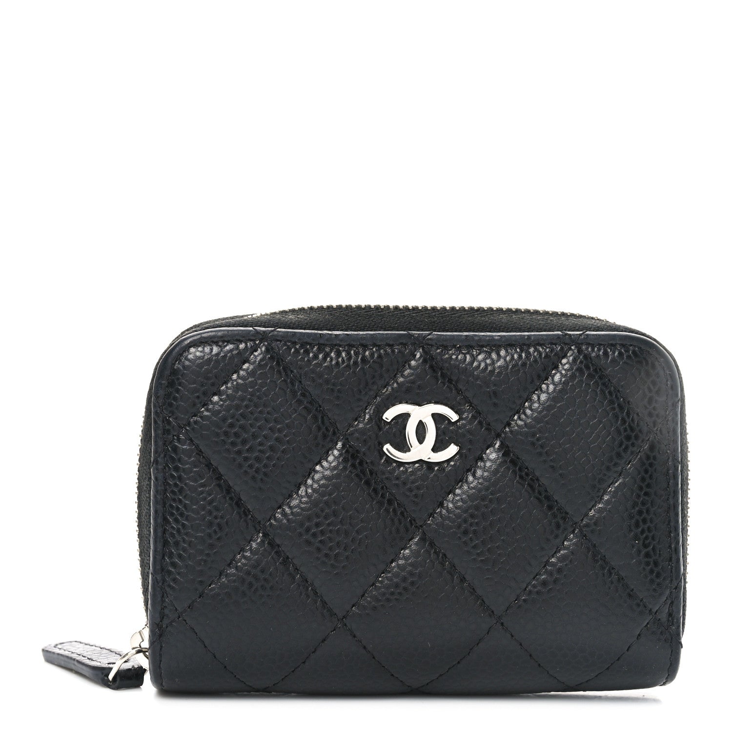 Caviar Quilted Zip Coin Purse Black
