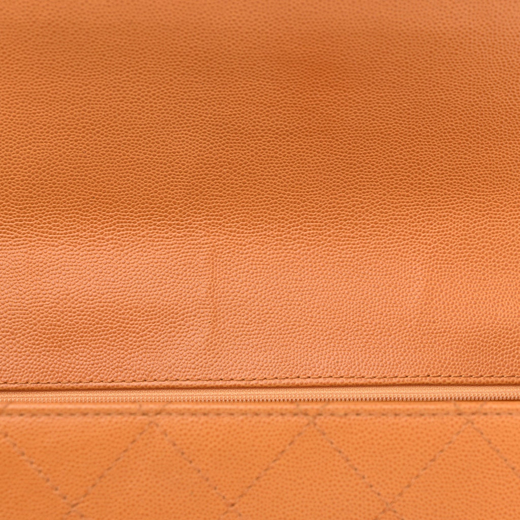 Caviar Stitched Jumbo Single Flap Orange