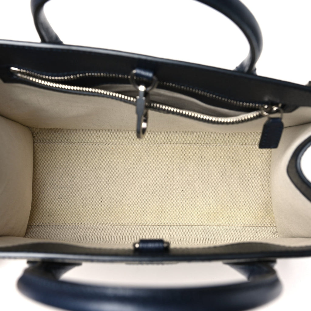 GG Supreme Monogram Textured Dollar Calfskin Small Retro Interlocking G Tote Bag Beige Blue