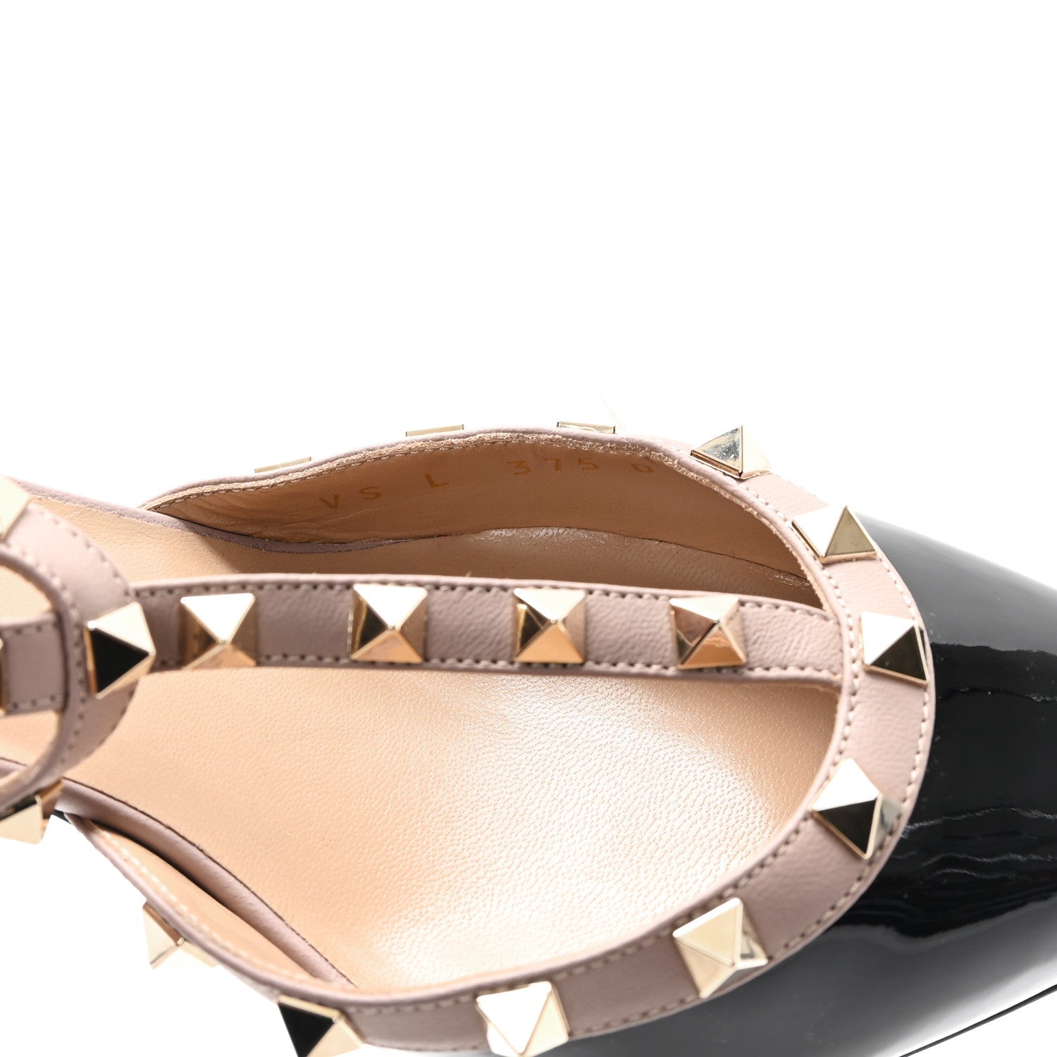 Calfskin Nappa Rockstud Ankle Strap 65mm Pumps 39.5 Black Poudre