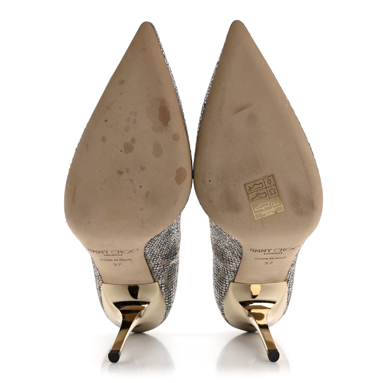 Coarse Glitter Fabric Aurora Leopard Print Abel Pumps 37 Champagne