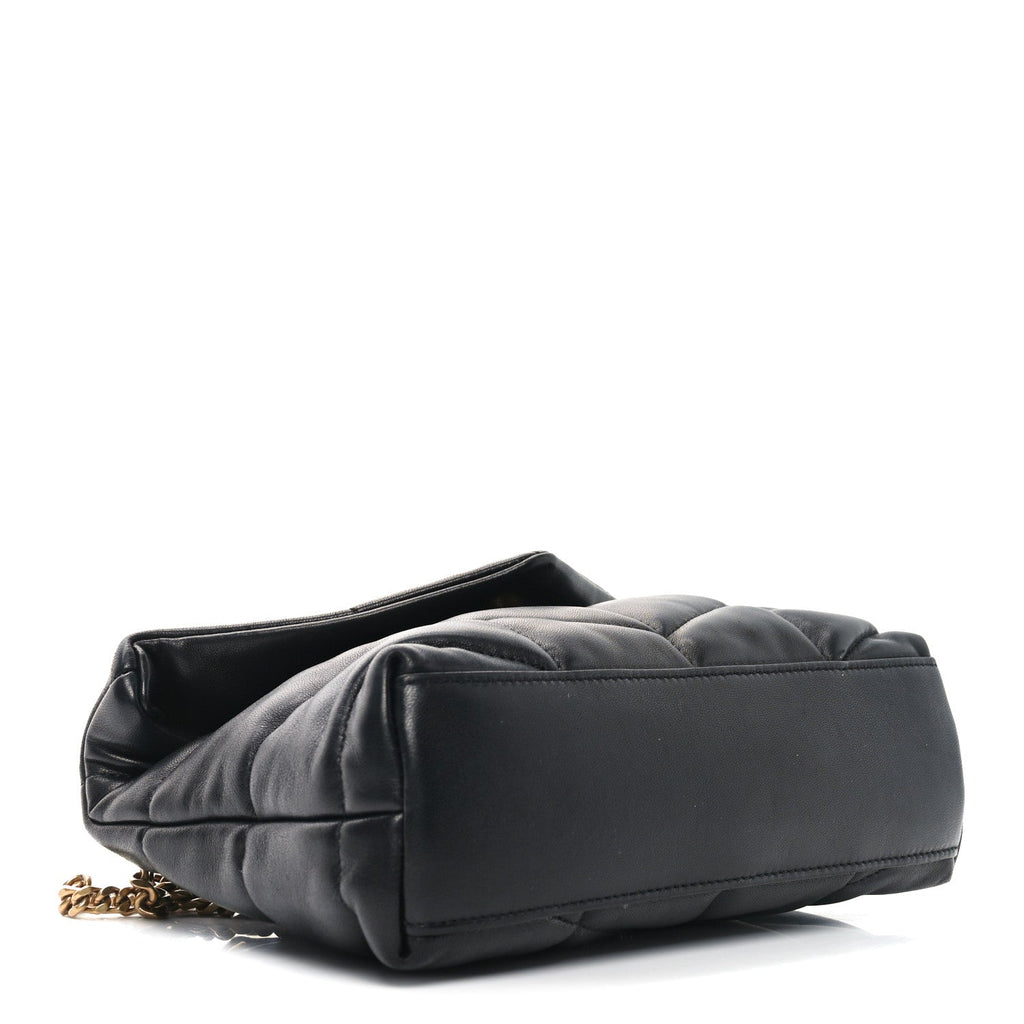 Lambskin Quilted Toy Loulou Puffer Monogram Chain Satchel Black