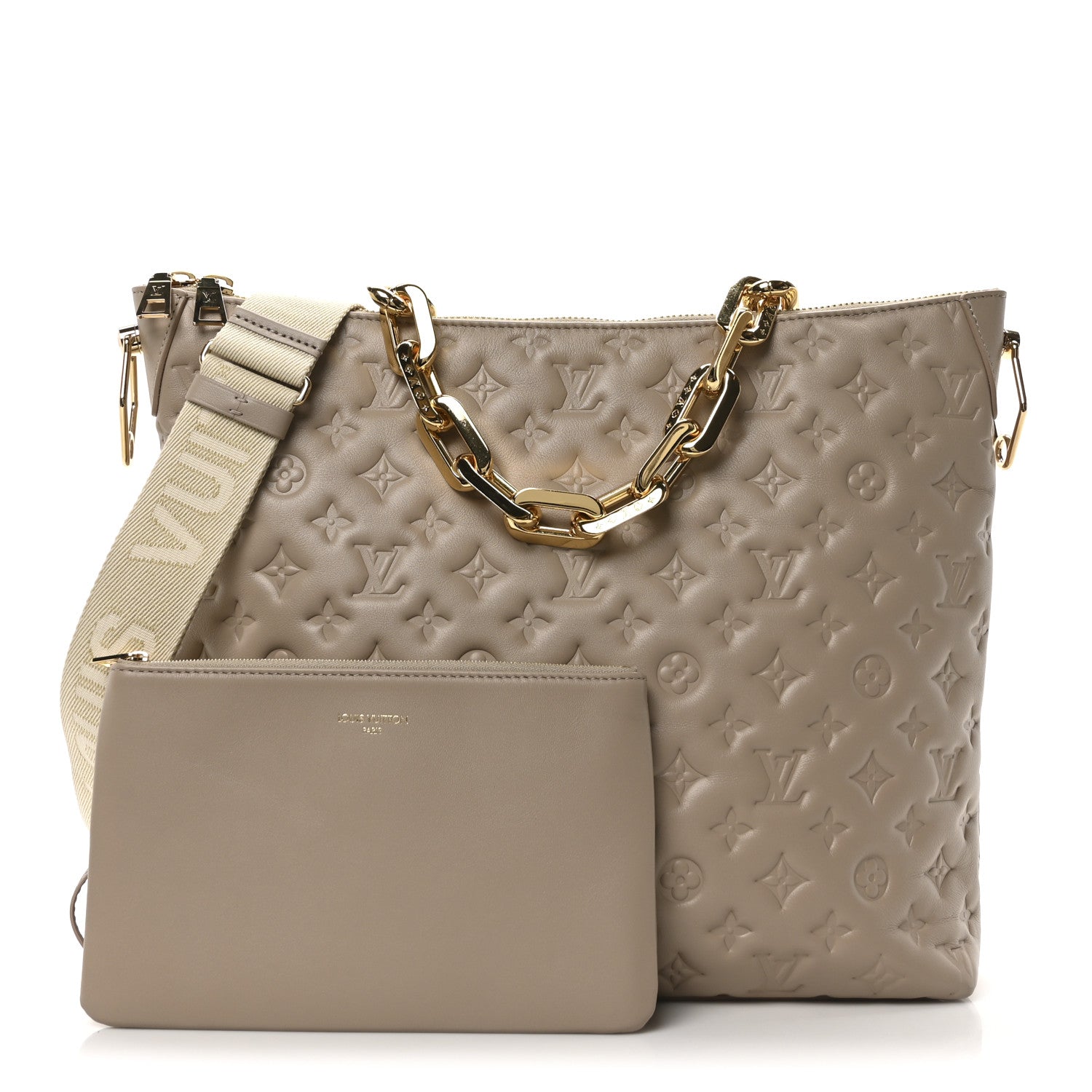 Lambskin Embossed Monogram Coussin Hobo MM Galet