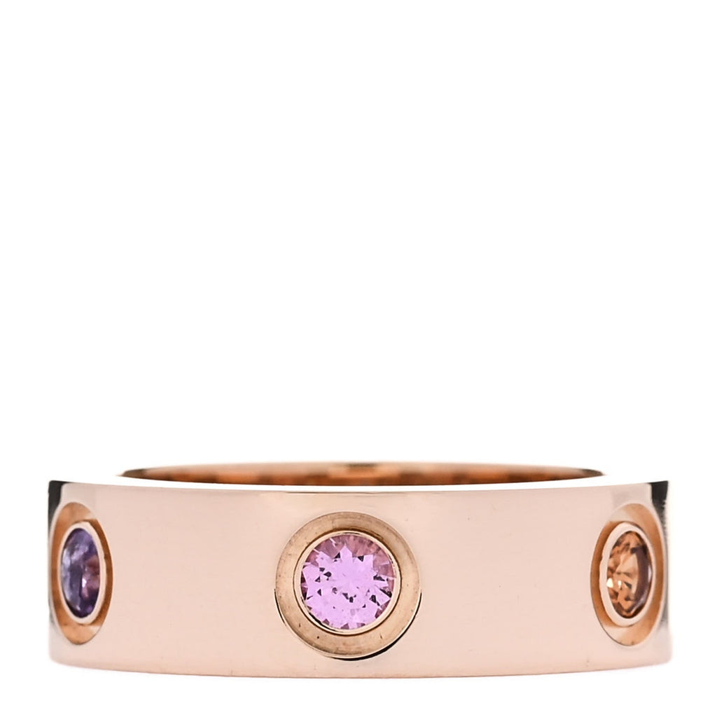 18K Pink Gold Sapphire Garnet Amethyst 5.5mm LOVE Ring 47 4.25