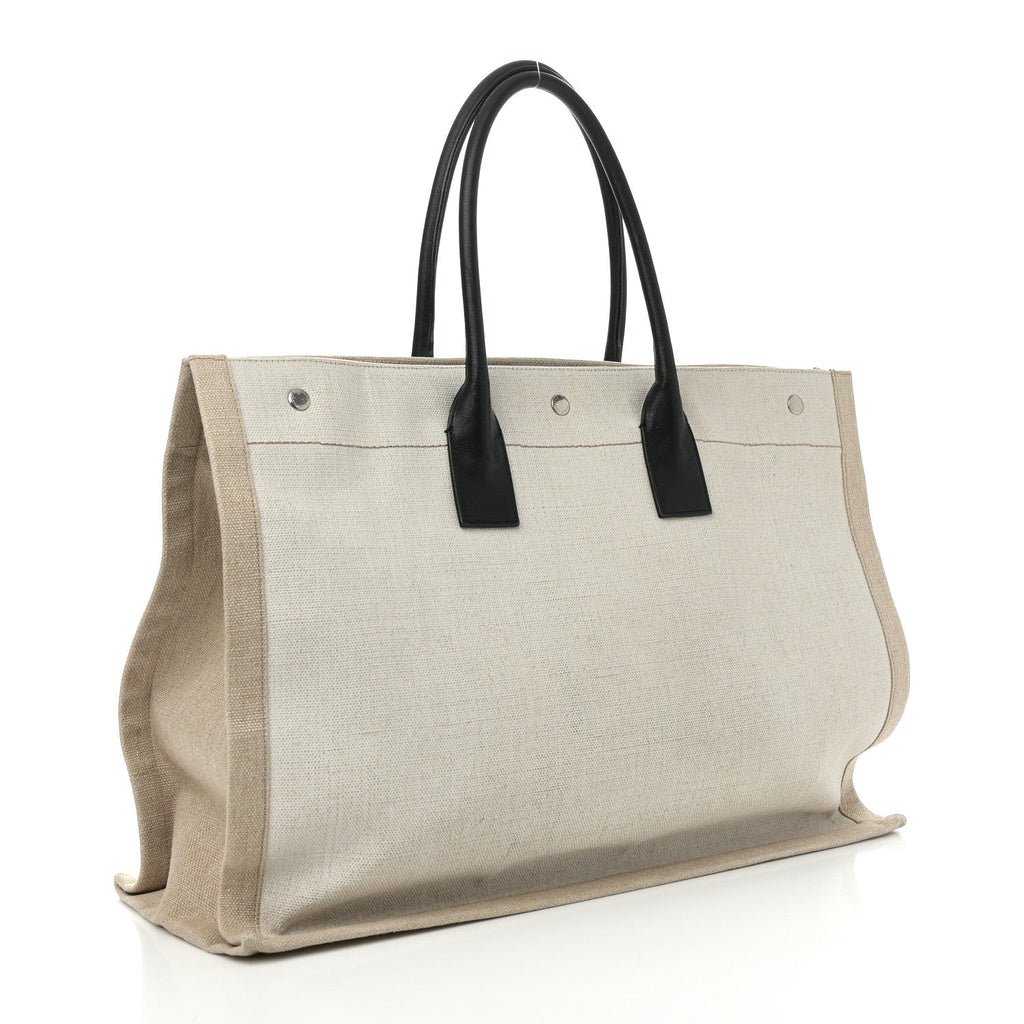 Linen Calfskin Rive Gauche Tote Optic White