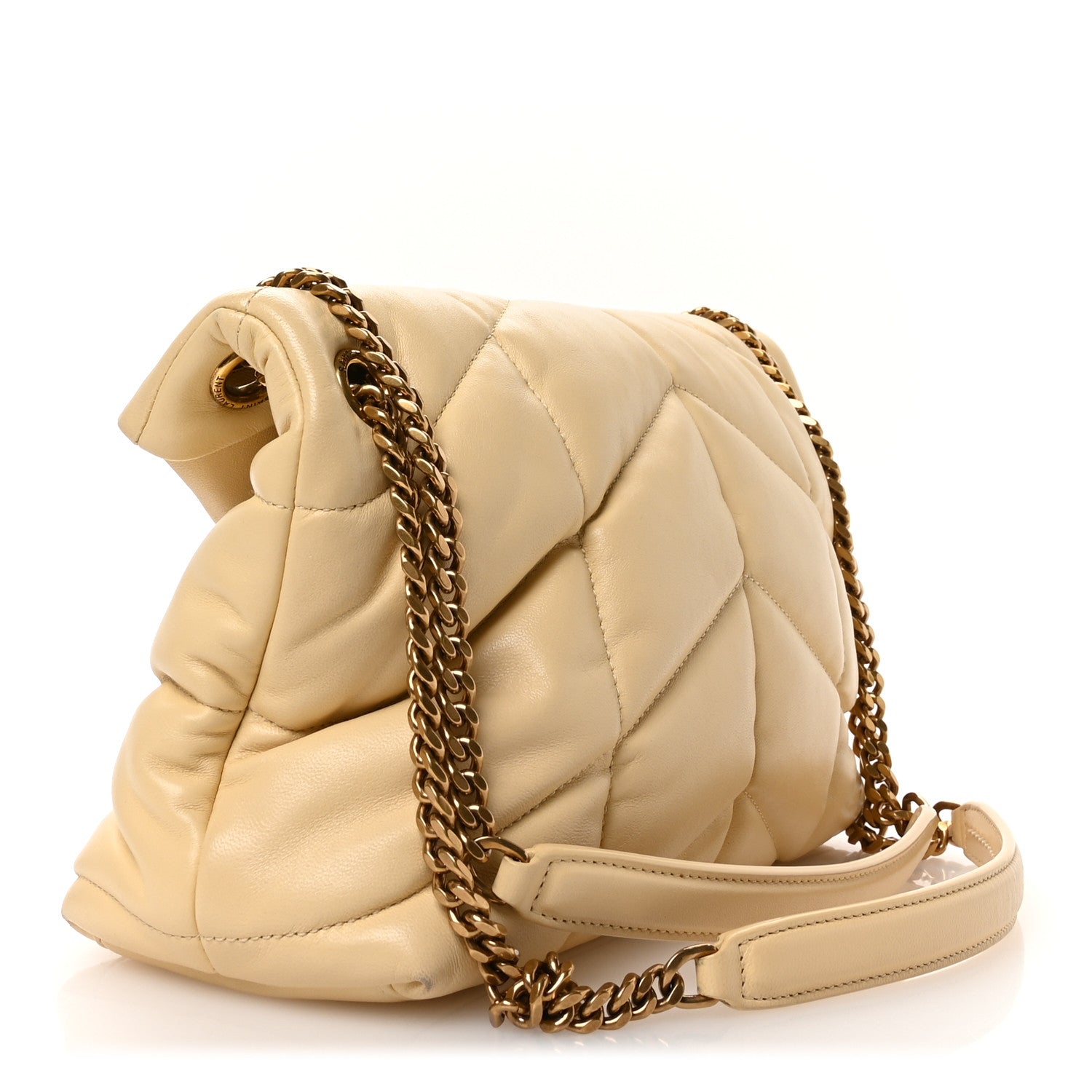 Lambskin Quilted Small Loulou Puffer Monogram Chain Satchel Jaune Pale