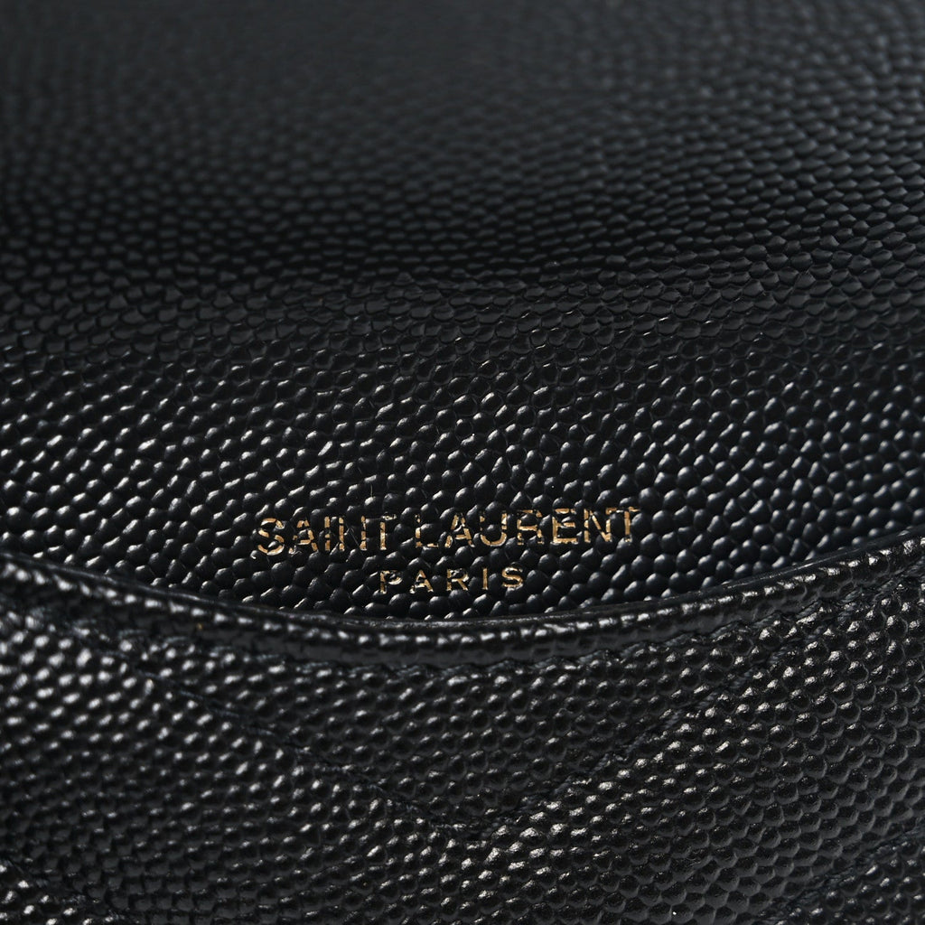 Grain De Poudre Matelasse Chevron Monogram Compact Wallet Black