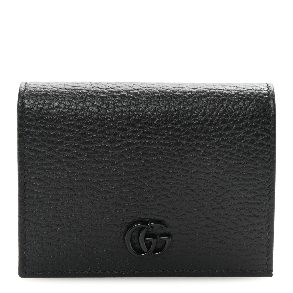 Dollar Calfskin Enamel Monochrome GG Marmont Card Case Black