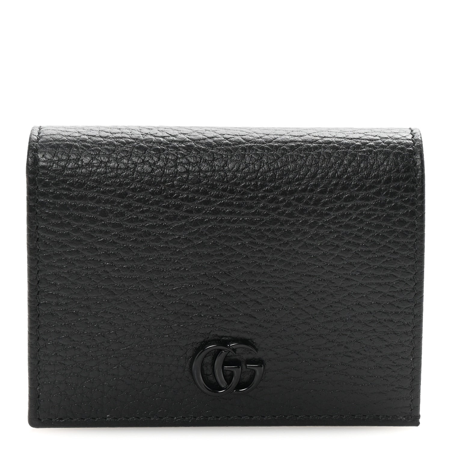 Dollar Calfskin Enamel Monochrome GG Marmont Card Case Black