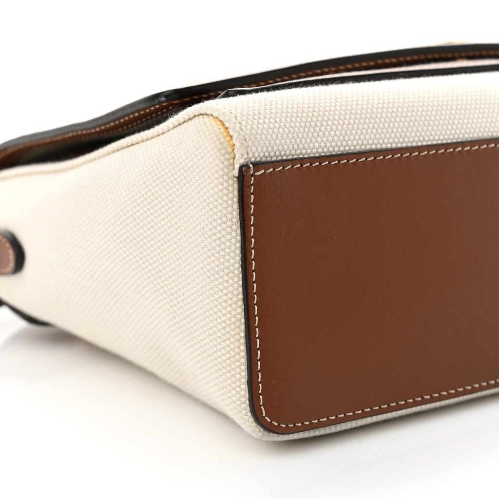 Canvas Horseferry Print Note Crossbody Bag Natural Tan