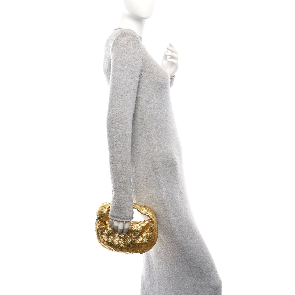 Metallic Nappa Intrecciato Mini Jodie Gold