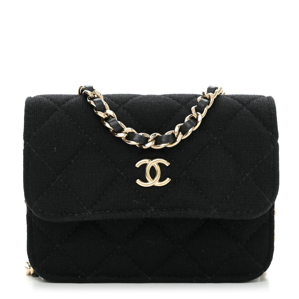 Jersey Quilted Micro Mini Flap Black