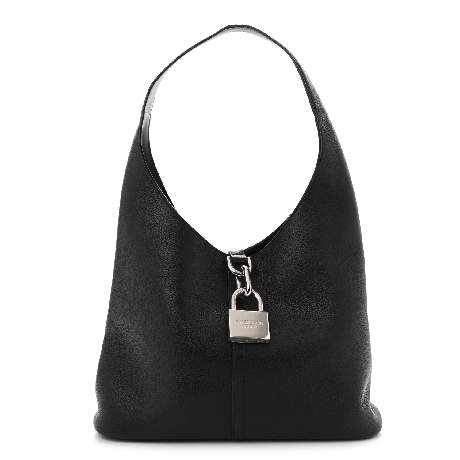 Grained Calfskin Medium Locker Hobo Black