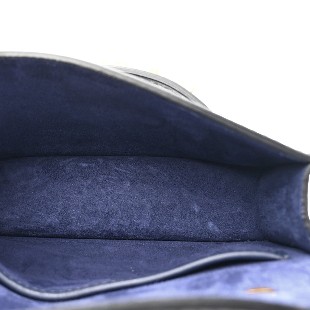 Calfskin Mini J'Adior Chain Flap Bag Navy Blue